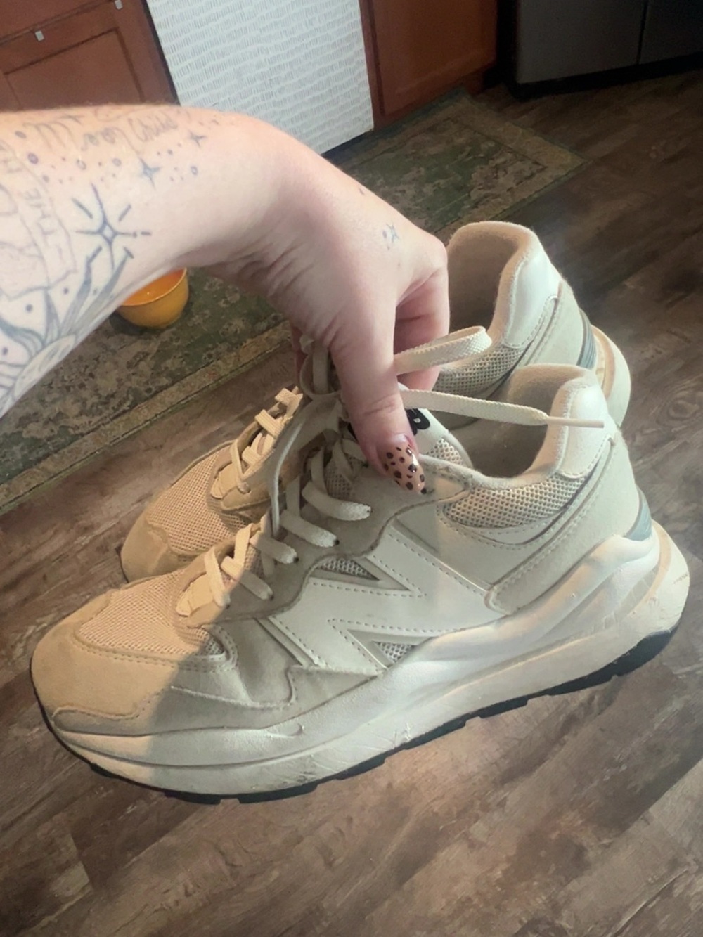 New Balance Women's Cream and Tan Chunky Casual Sneaker